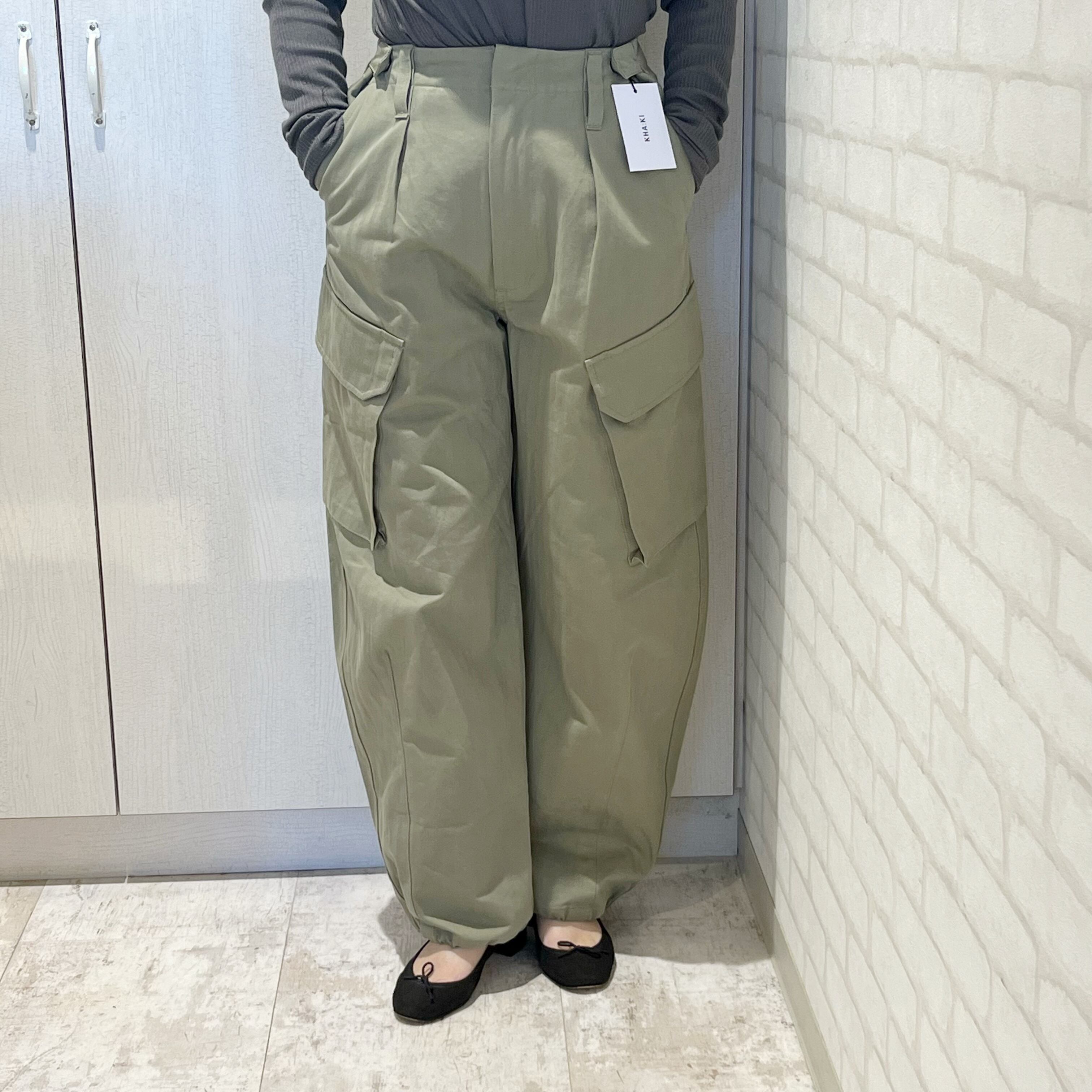 KHA:KI/MIL24FPT3214/ワイドカーゴパンツ(カーキ) | QREEQ