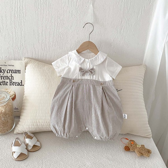 【BABY】2026新作　ストライププリンスロンパース