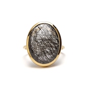 【SPECIAL PRICE】S925 SINGLE STONE THIN RING -BLACK RUTILE QUARTZ-
