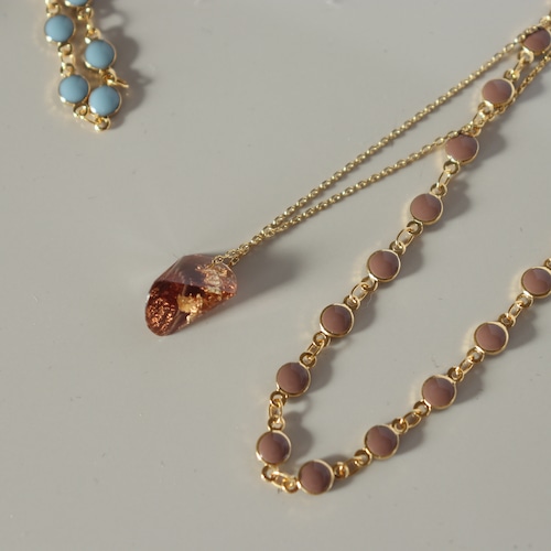 NECKLACE || 【通常商品】 NECKLACE SET 4（dot+stone pink） || 2 NECKLACES || GOLD || FNSAL1205D