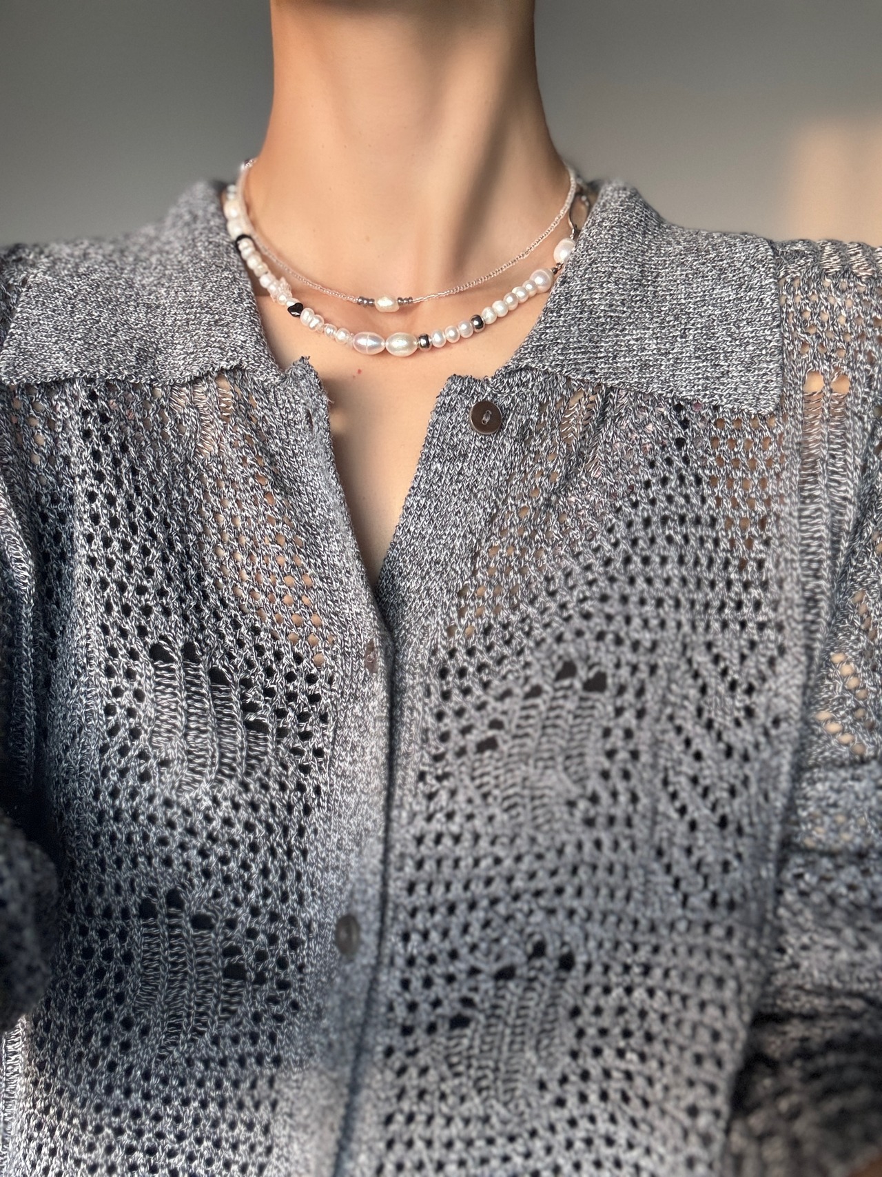 ［select charm］pearl×stone silver necklace［GSN091-S］