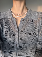 ［select charm］pearl×stone silver necklace［GSN091-S］