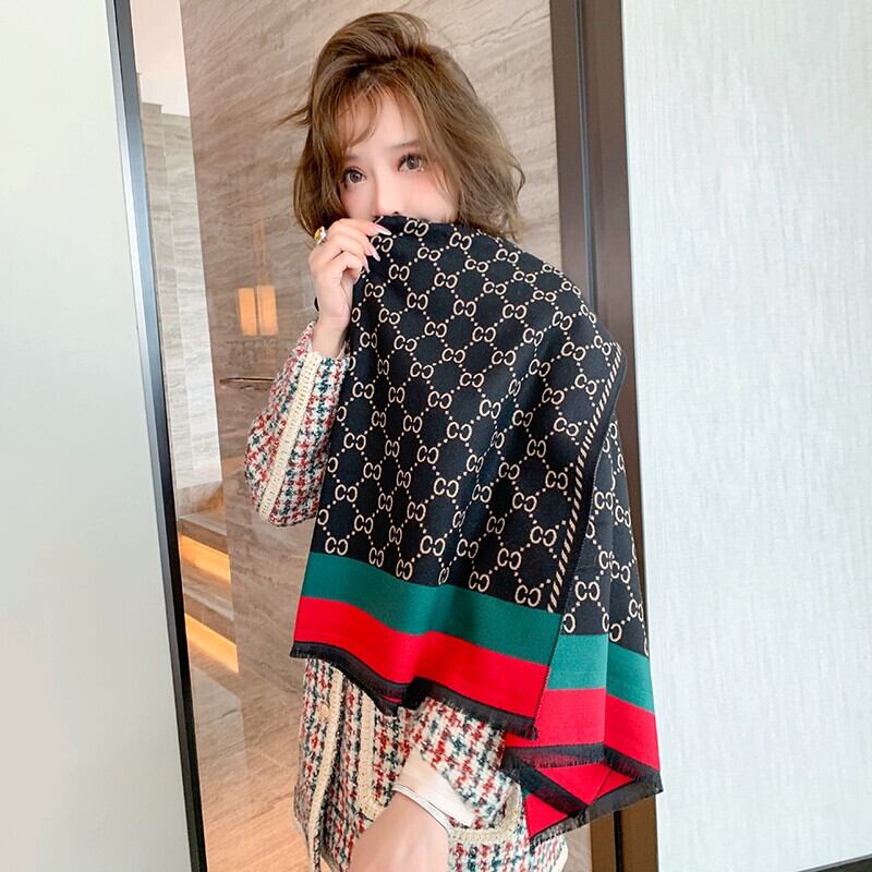 MIUCO ニッチデザイン コントラストストライプ 菱形 幾何学模様 コンタブル 暖かい ショール スカーフ レディース 2023 秋冬 オータム 秋物 ウィンター 冬物 MIUCO54628899920