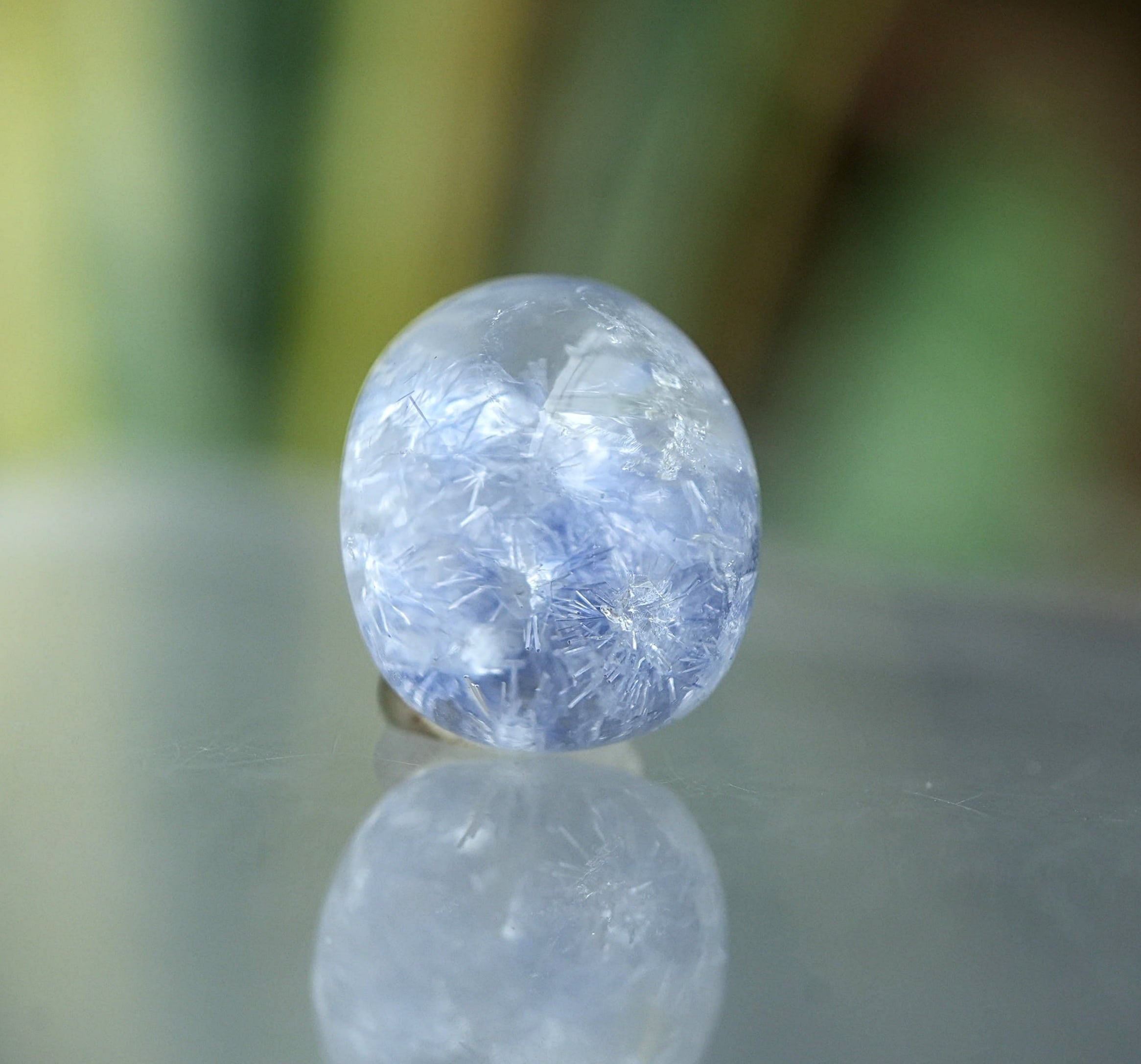 レア 水晶ルチル花☆デュモルチェライトインクォーツ ルースs1515