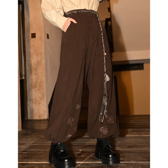 中華ゴシック レトロ コーデュロイ パラシュートパンツ 古怪舎