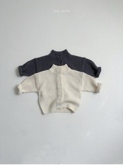 〖取寄〗韓国子供服 / 26winter / minirobe / ワッフルハイネックカーディガン / キッズ *S~XL*