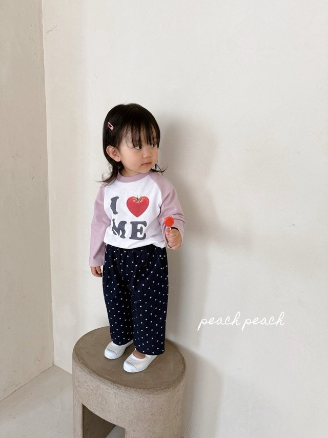 残りわずか◆80-100 love is デニムパンツ ブルー-PEACH PEACH