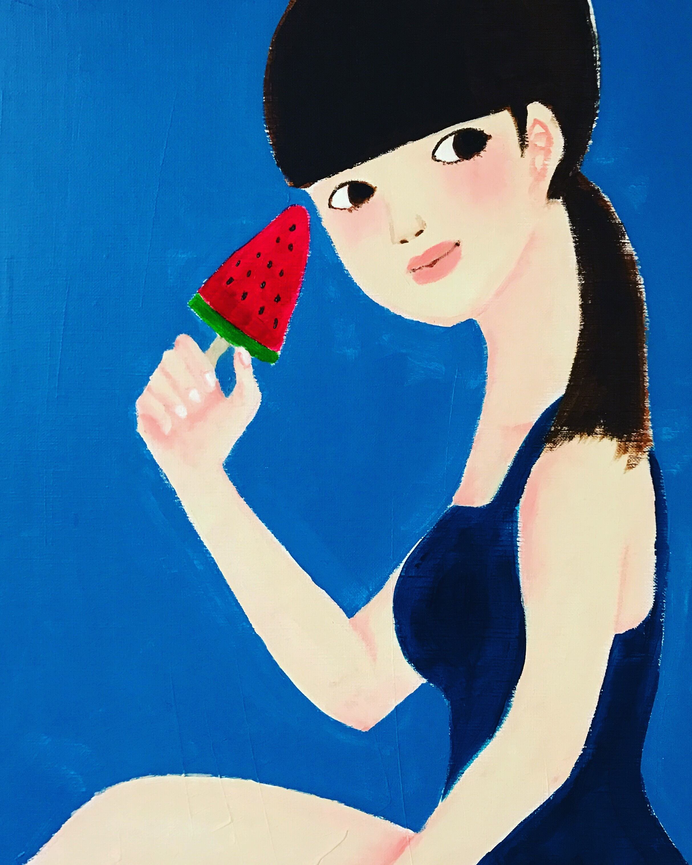 スイカバー」 菊池こずえ イラスト原画 | kozue kikuchi