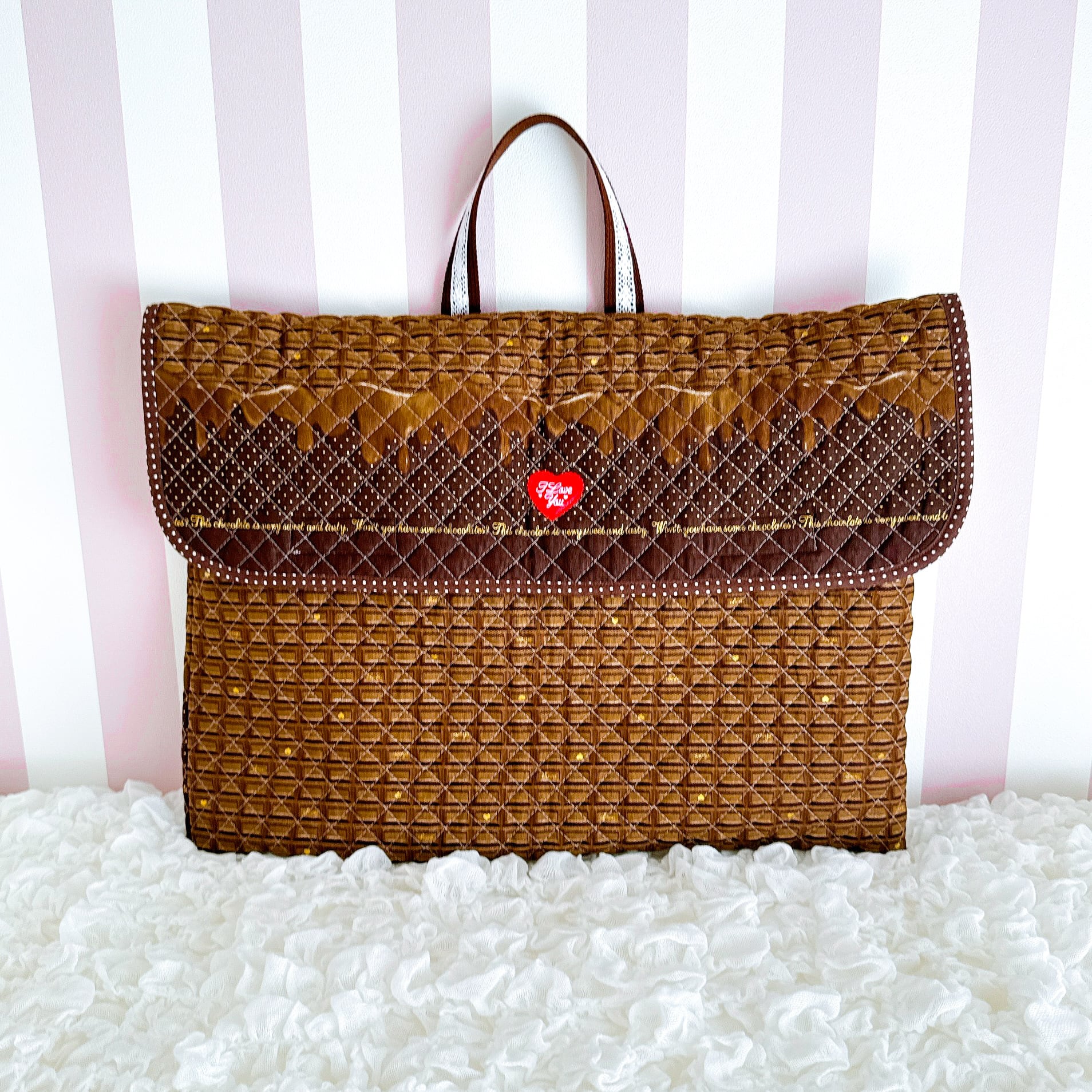 防災頭巾カバー『とろけるチョコレート』丈夫なキルティングの背もたれ