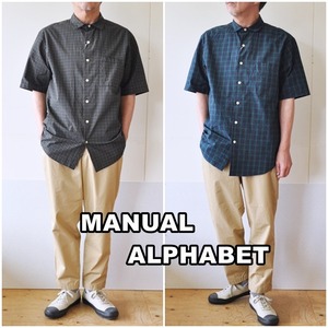 manualalphabet マニュアルアルファベット　半袖シャツ　ショートスリーブ　LOOSE FIT　ルーズフィット　MA-S-608　チェックシャツ