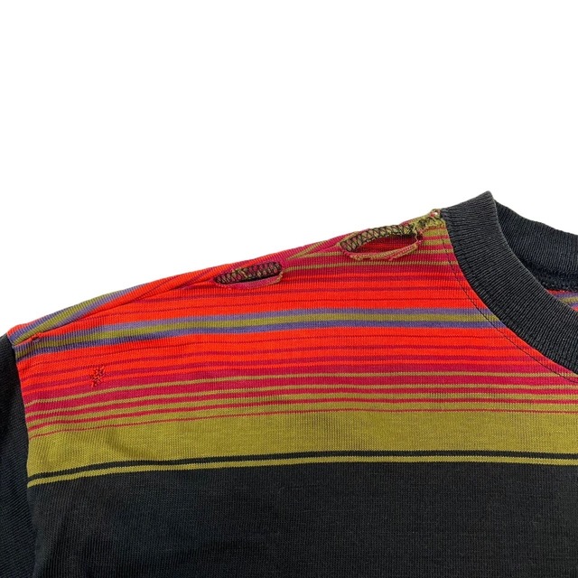 80's OLD STUSSY mulch stripe pocket T-shirt
