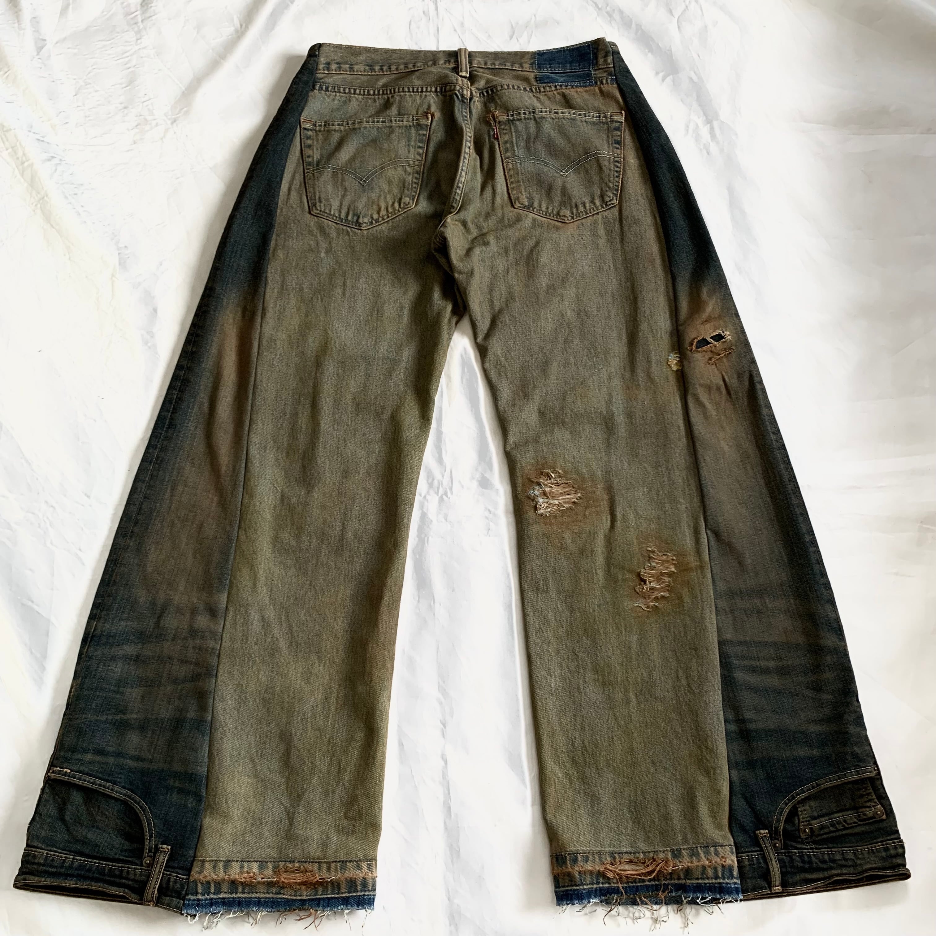 No.331【dirty color/wide】再構築 リメイク デニム フレア No.331【dirty color/wide】再構築 リメイク デニム フレア