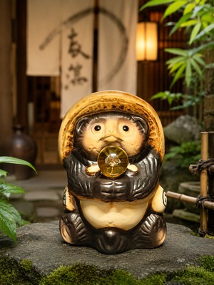『送料無料』信楽焼・ミニ風水 開運福珠たぬき(黄)