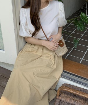 《即納商品》fleeng long skirt (butter / beige / navy)