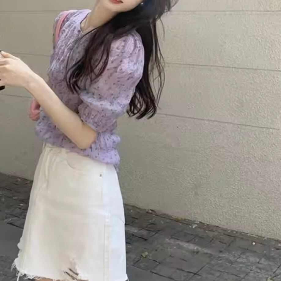 花柄シフォンブラウス