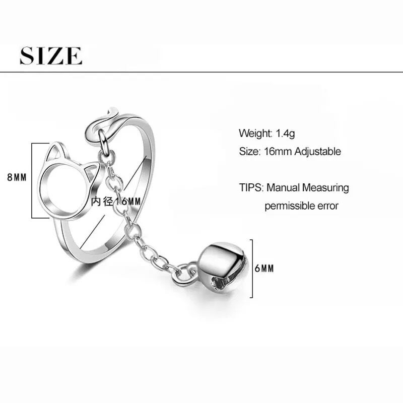 【送料無料】silver 猫と鈴ベルリング フリーサイズ