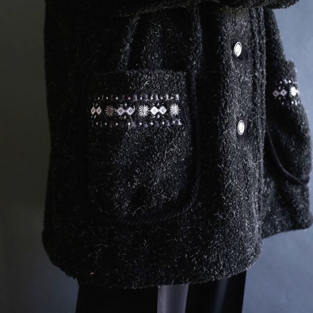 reversible design boa fleece switching jacket coat