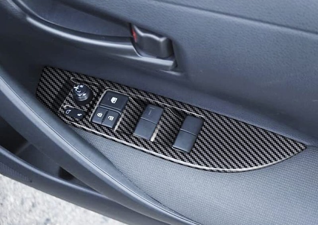 MEKOMEKO 新型 トヨタ カローラクロス 専用 パワーウィンドウ スイッチ カバー ドア ウィンドウ ボタン ドアスイッチパネル インテリアパネル 内装 パーツ アクセサリー ABS樹脂製 4PCS 新型 Corolla cross 2021年9月〜【カーボン調】CR-BLSJK