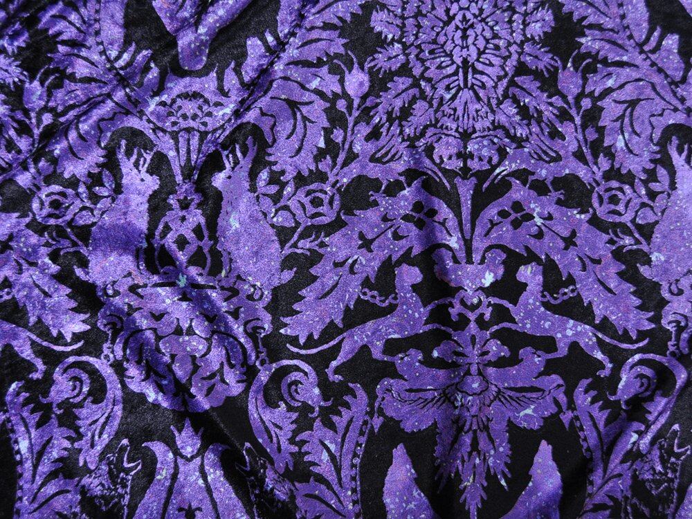 即納】Rumi Rockベロア大判ストール ドクロ更紗パープル [G975] | Rumi