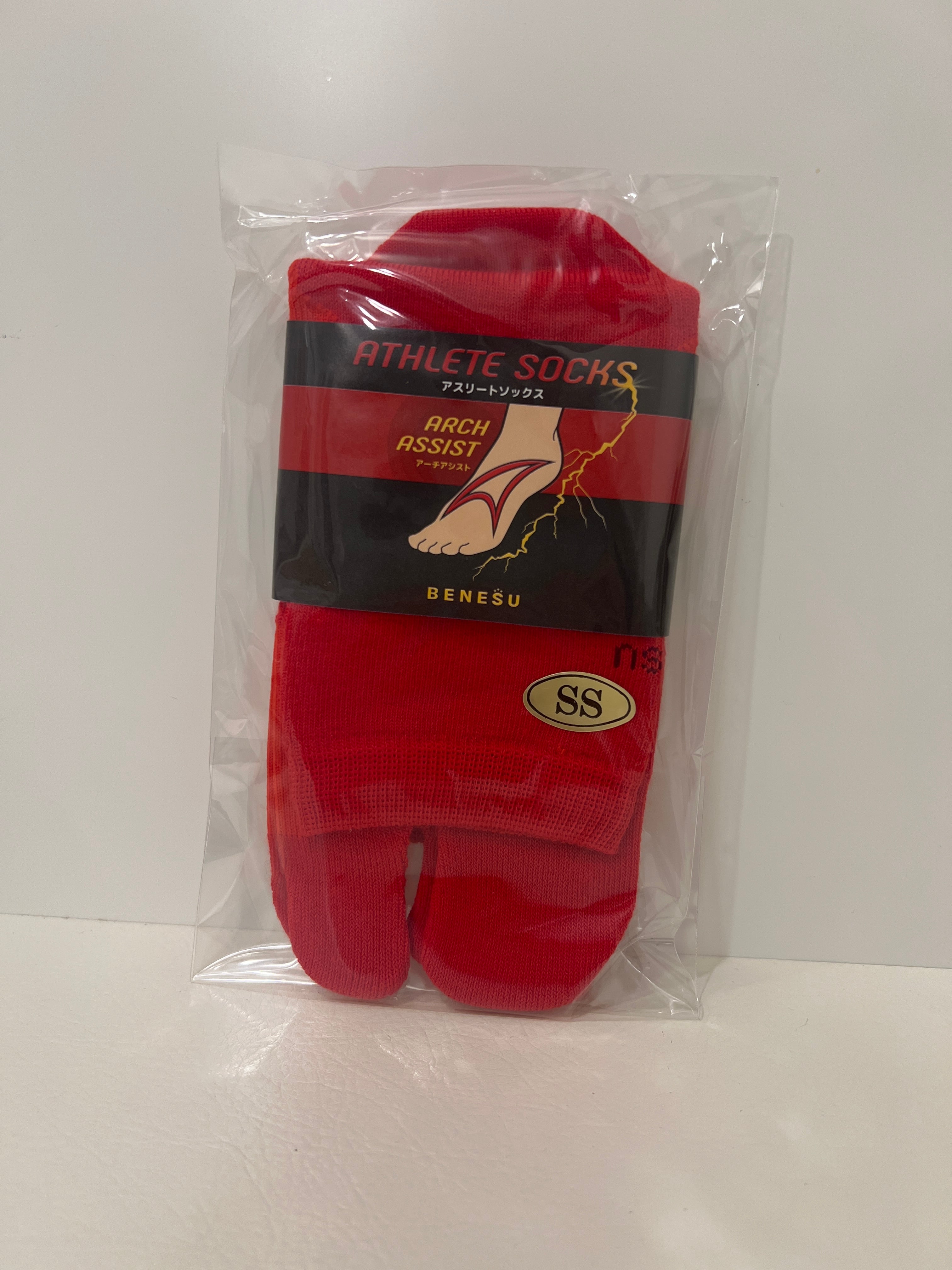 アスリート用ソックス 新作カラー RED ゴルフ／サッカー／バスケ／登山  