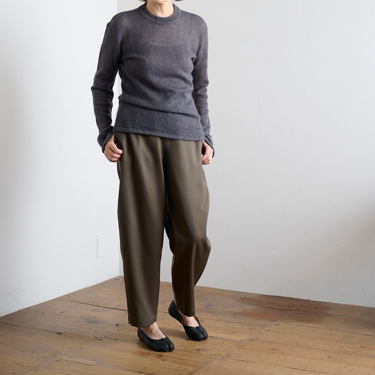 【50%off sale】knit bar ニットバー モヘアウール ミドルゲージプルオーバー charcoal grey