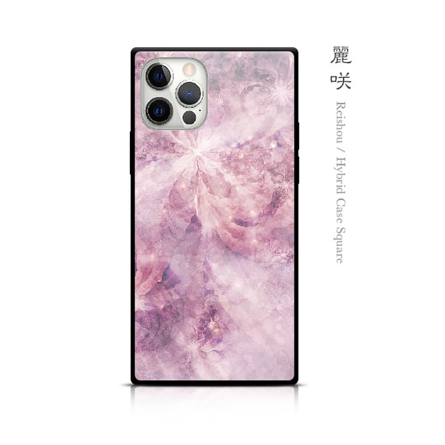 麗咲 - 和風 四角型 強化ガラスiPhoneケース