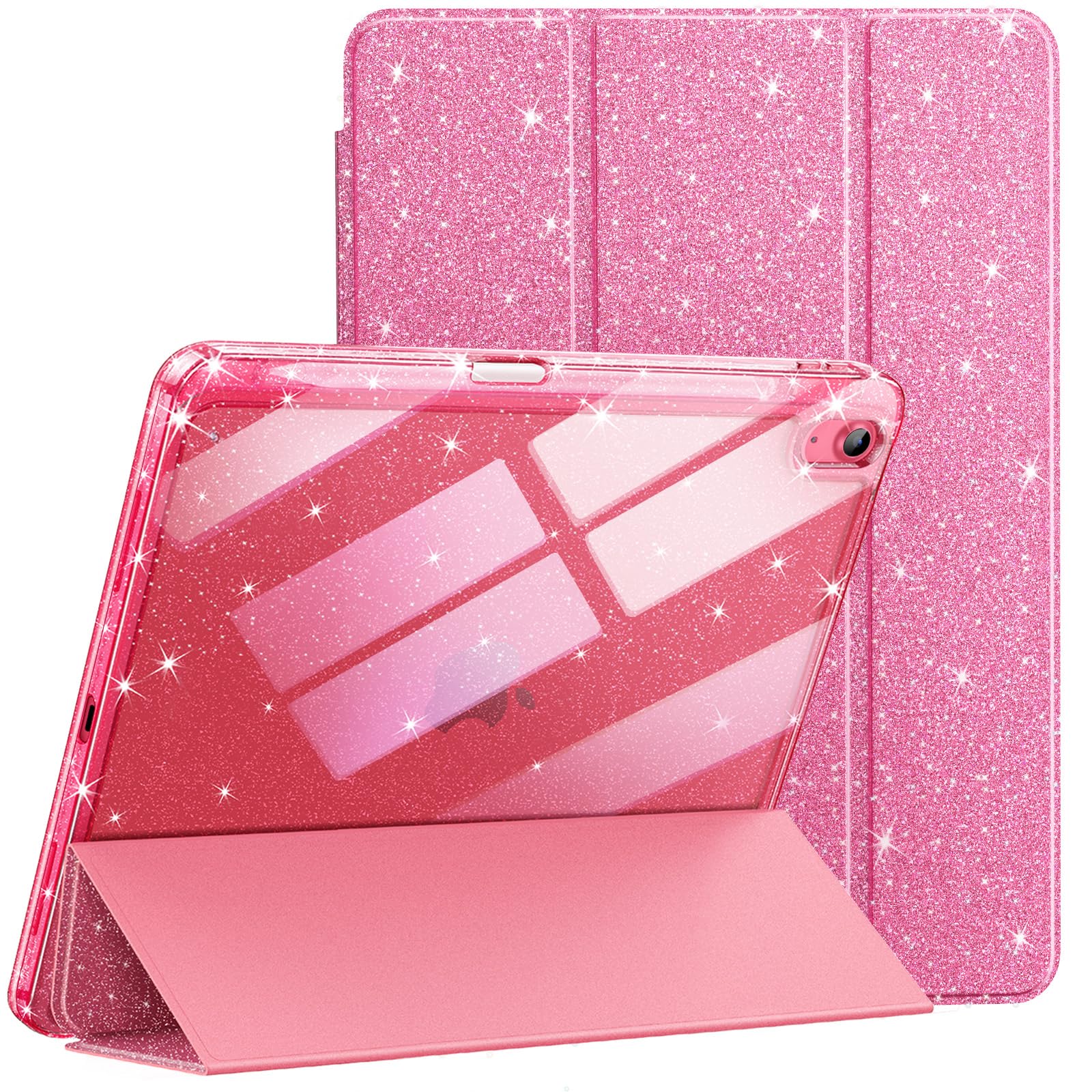 JETech iPad (A16) 第11/10世代用 グリッターケースカバー (ピンク)