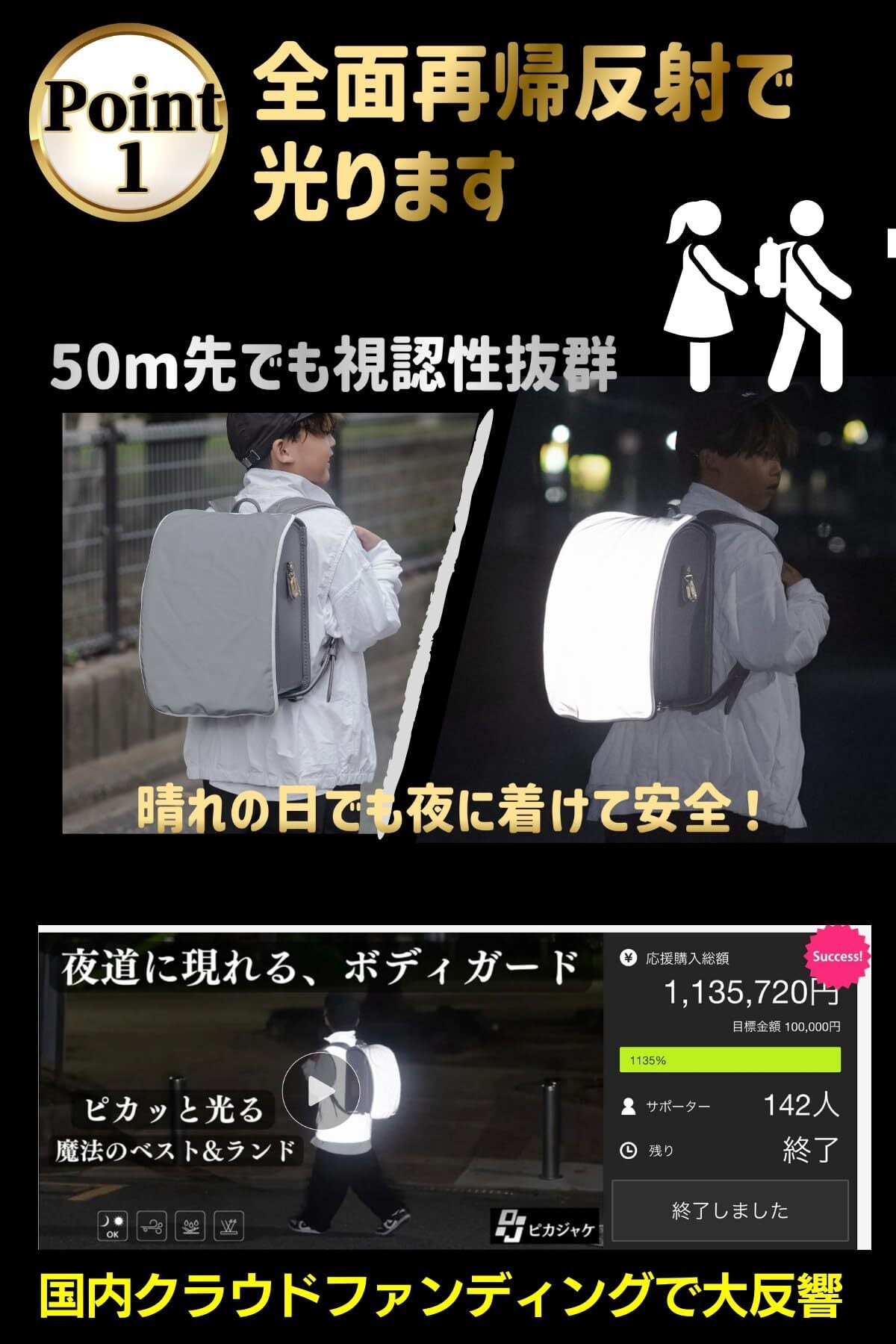 数量限定】ピカランド ランドセルカバー 【反射して光る面と好きな色面 