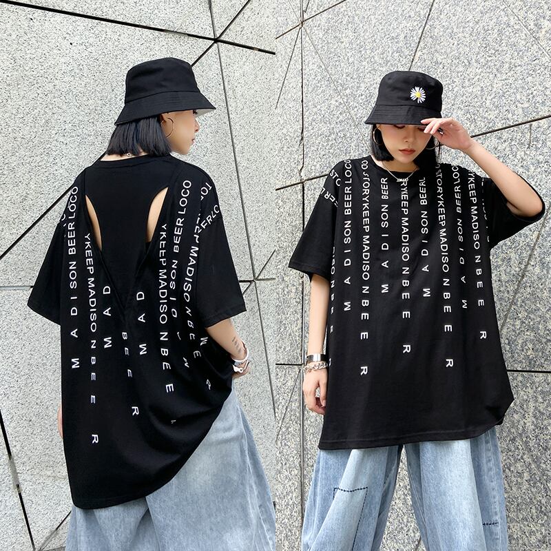 Tシャツ ルーズサマースタイルトップス 大きめサイズ かわいい 夏物 ラブタオタオダレンハウス89609103515