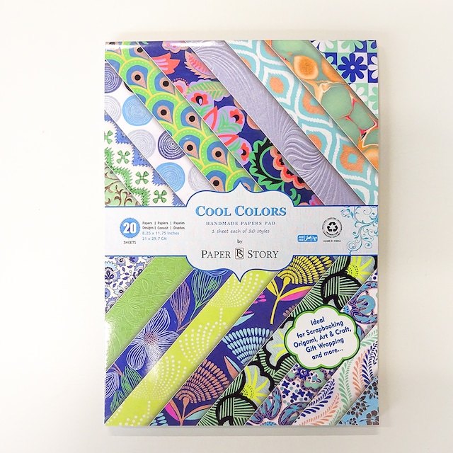 ハンドメイド ペーパーパッド cool colors 20枚入 手漉きコットンペーパー