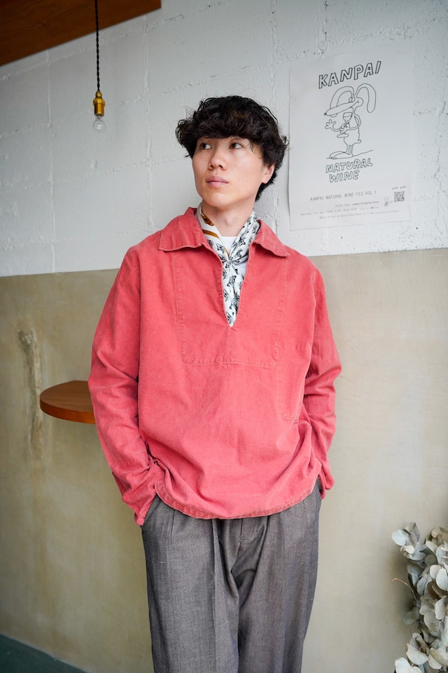 【1970s】"Made in France" 100% Cotton Pullover Fishermen Smock / 6-279 【1970s】"Made in France" 100% Cotton Pullover Fishermen Smock / 6-279