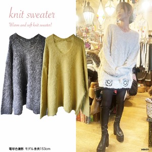 【 送料無料 メール便発送 】 フェザータッチ メランジニット Vネック プルオーバー レディース ニットセーター トップス 長袖 柔らかい 着心地 ゆったり シルエット 大人カジュアル きれいめ ヒップカバー 体型カバー 愛されニット 軽やか ふんわり 伸縮性あり ミドル着丈 春 秋 冬 トレンド カジュアル デイリー 通勤 お出かけ レイヤード 秋 冬 春 シンプル 上品 女性用 ポケットなし 杢ベージュ 杢イエロー 杢チャコール おすすめ アブロイ ABROI