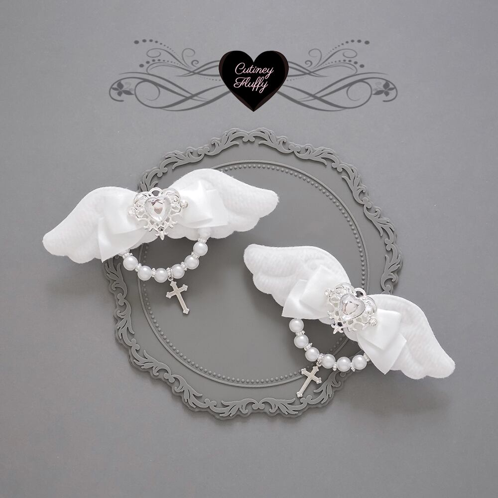 ベビー　赤ちゃん　ヘアクリップ　ヘアピン　ヘアゴム　ハート　羽　天使の羽　桃 ベビー 赤ちゃん ヘアクリップ ヘアピン ヘアゴム ハート 羽 天使の羽