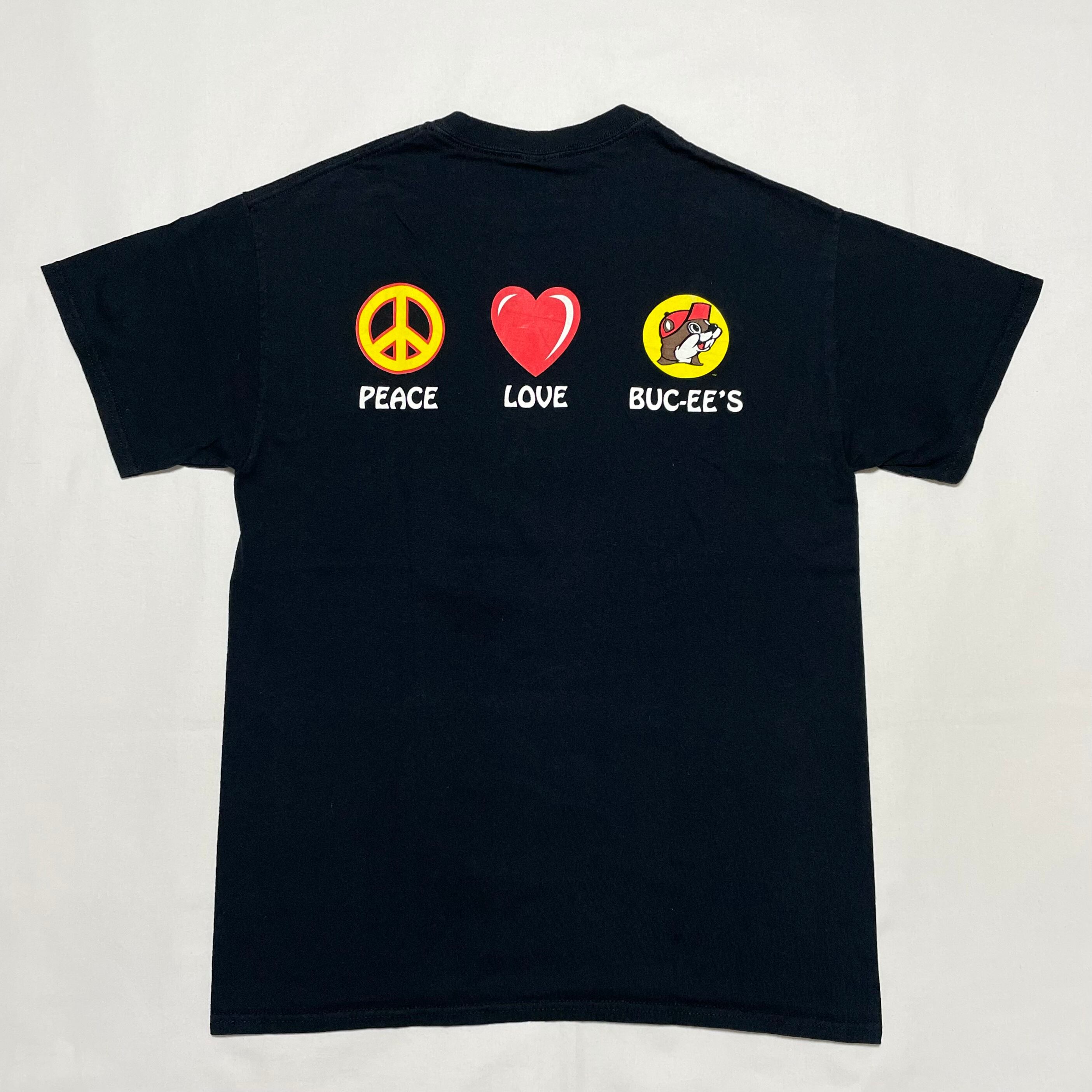 BUC-EE'S 古着Tシャツ PEACE,LOVE,BUC-EE'S バッキーズ 黒 M