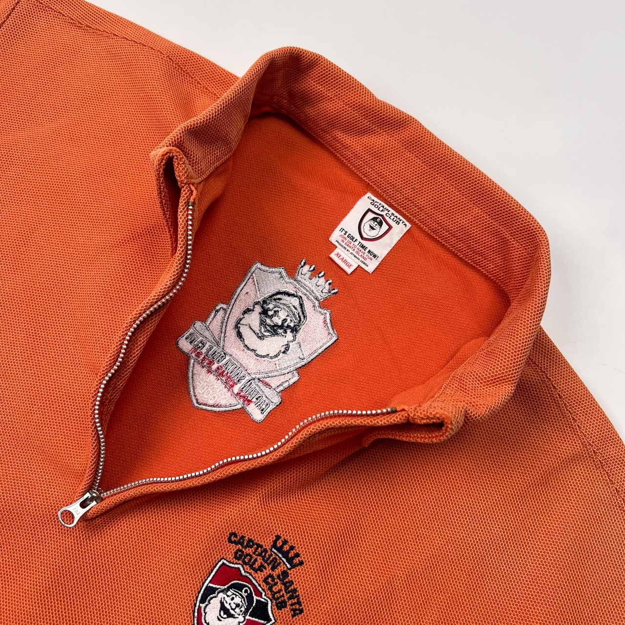 CAPTAIN SANTA キャプテンサンタ GOLF CLUB ハーフジップ BD 半袖 ポロシャツ サイズ XL /オレンジ系/ゴルフ
