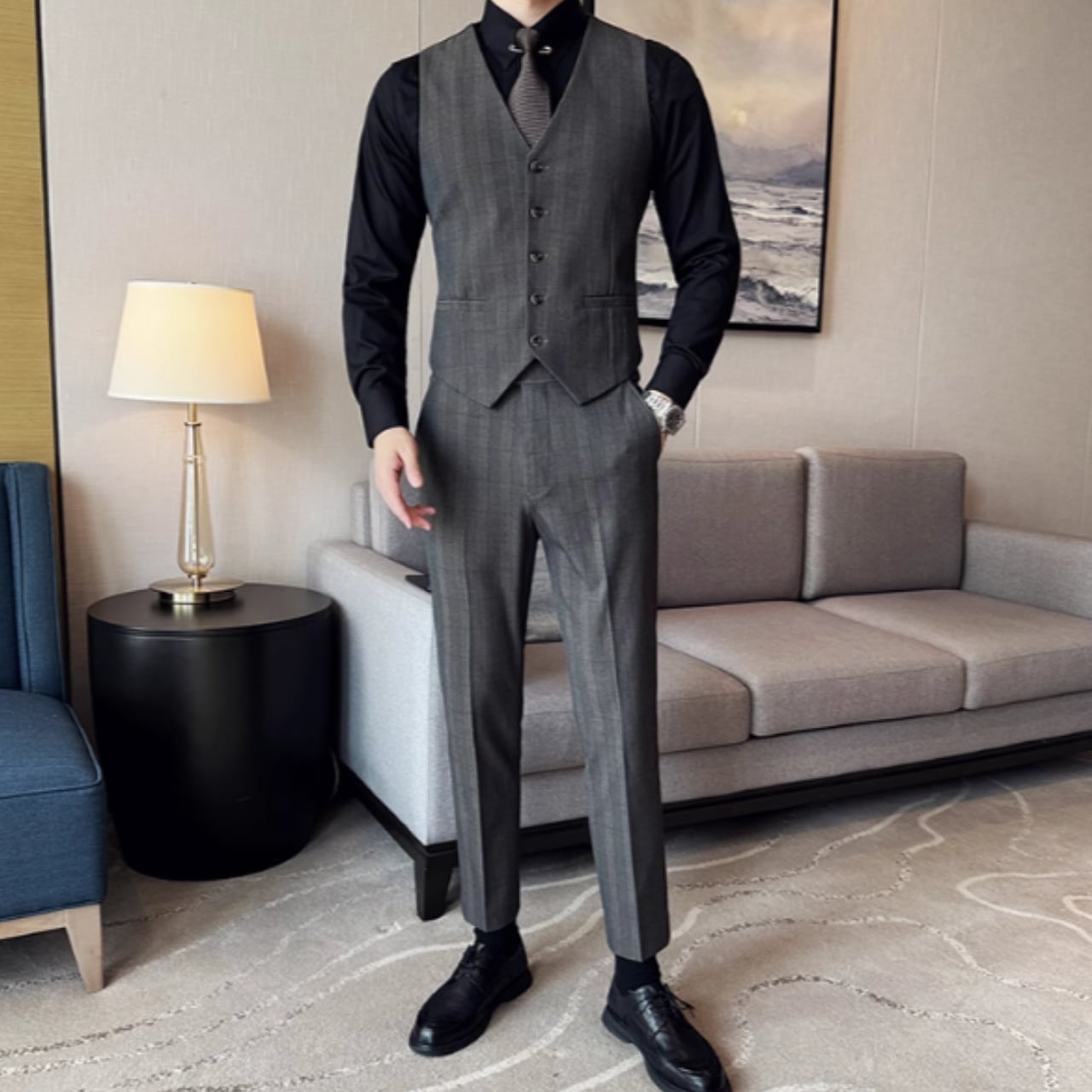 チェック柄 ベスト ツーピース 3色 11182