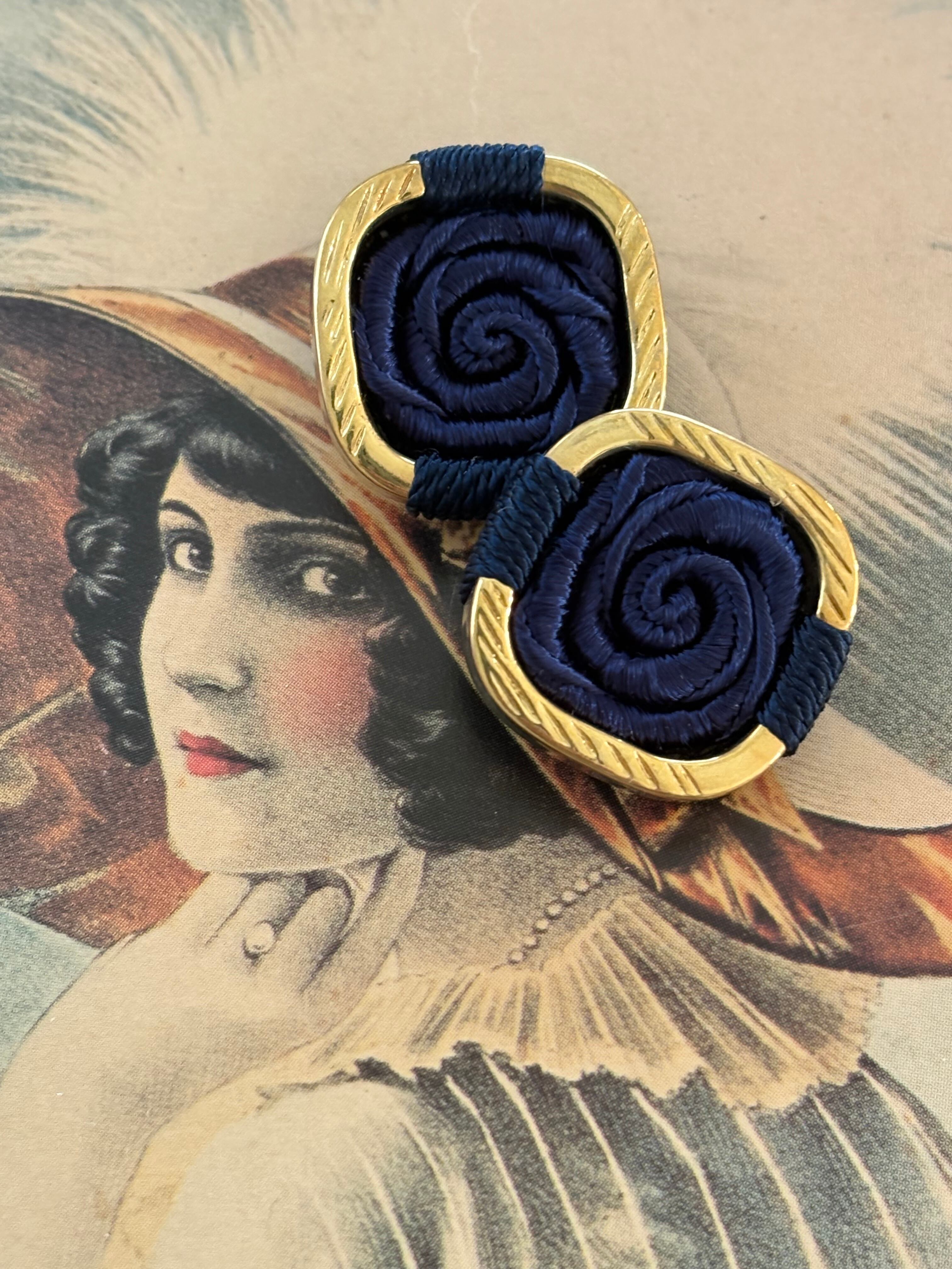 Japanese Vintage ボタン コードボタン 20mm ネイビー×ゴールド デッドストック アクセサリーパーツ 装飾材 カルトナージュ