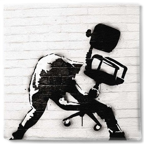 バンクシー(Banksy) リアルキャンバスARTパネル(日本正規ライセンス/LONDON CALLING) ☆数量限定品