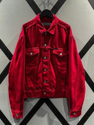 【X VINTAGE】"Calvin Klein Jeans" Vivid  Red Color Tracker Denim Jacket