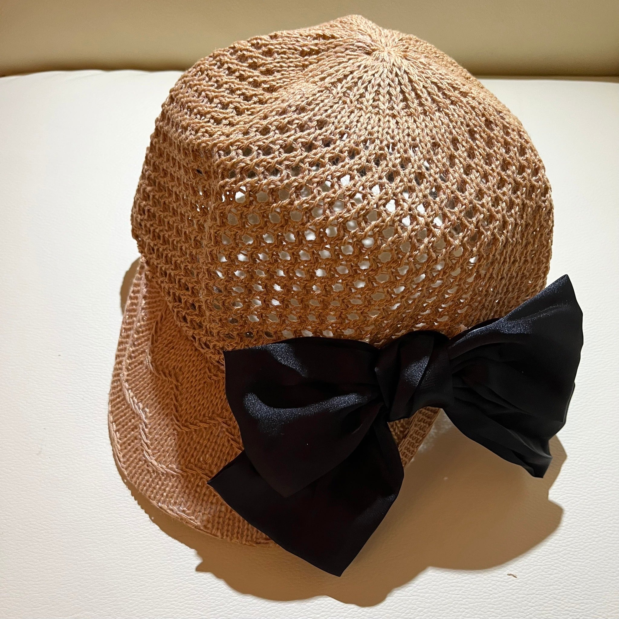 ブラウン 麦わらキャップ型帽子 アッシーナニューヨーク 麦わら帽子