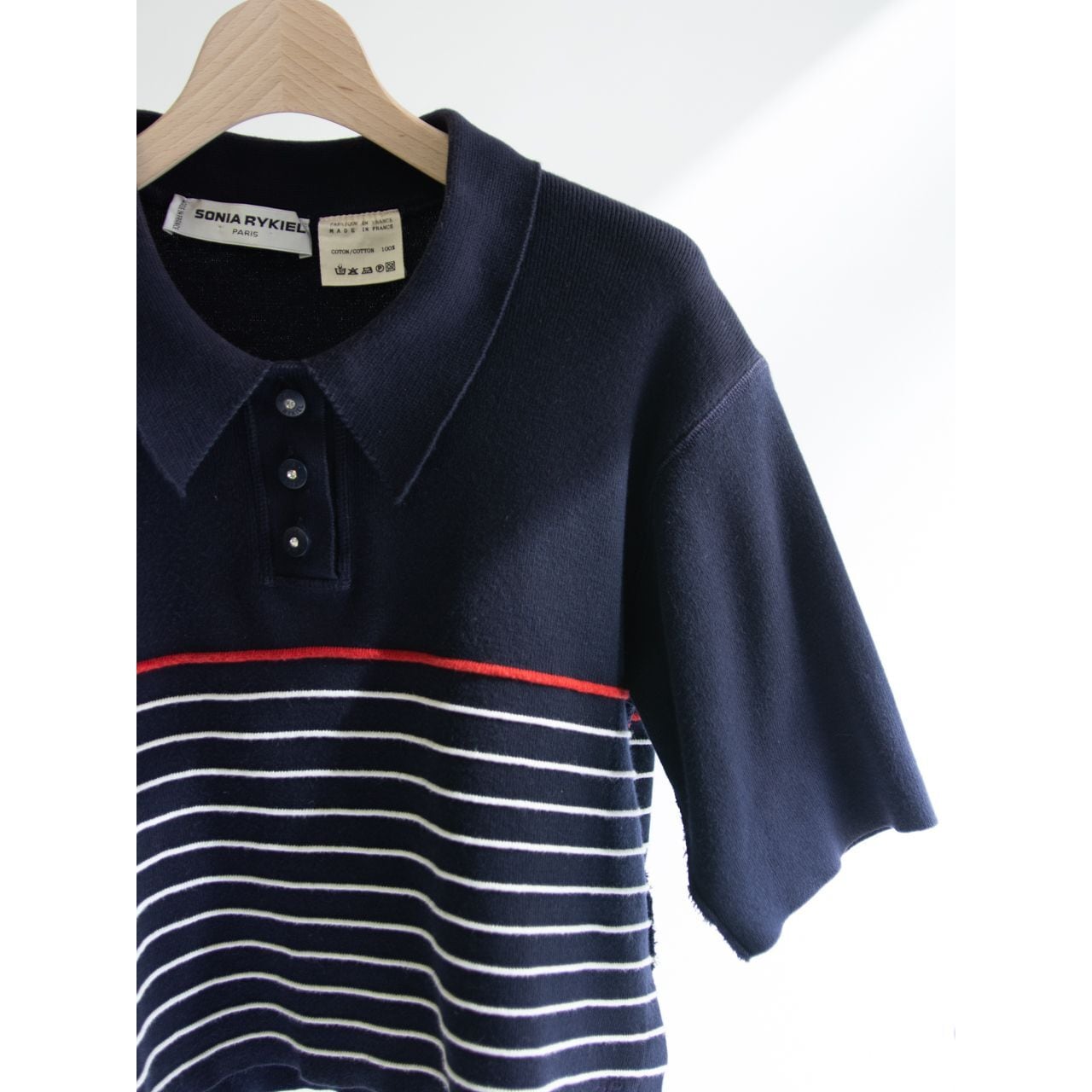 【SONIA RYKIEL】Made in France 100% Cotton Polo Shirt（ソニアリキエル フランス製コットンポロシャツ）