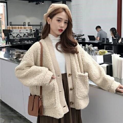 秋冬の新型韓国版厚い毛の绒の上着のセーターの上着 - パーカー