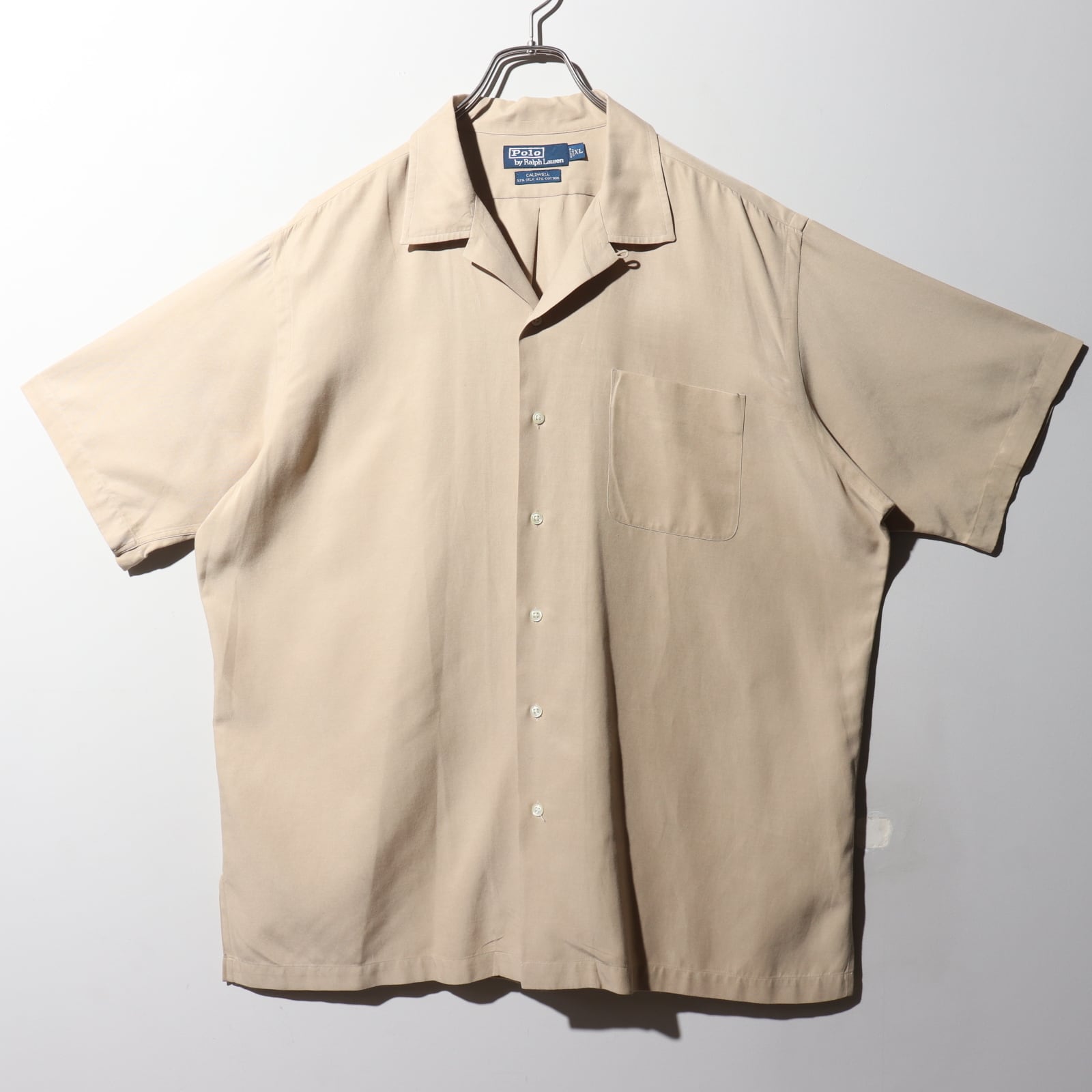 極美品 XL 完全無地 ベージュ シルクコットン Caldwell ポロラルフ 
