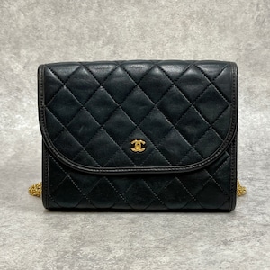 ※Reserved items※ CHANEL シャネル ミニプッシュロック チェーンショルダーバッグ ラムスキン ブラック 5519-202203