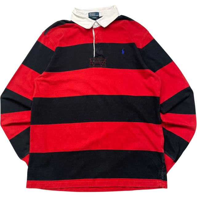 《XL》 Ralph Lauren ラルフローレン ラガーシャツ ワンポイント レッド×ブラック no.5211