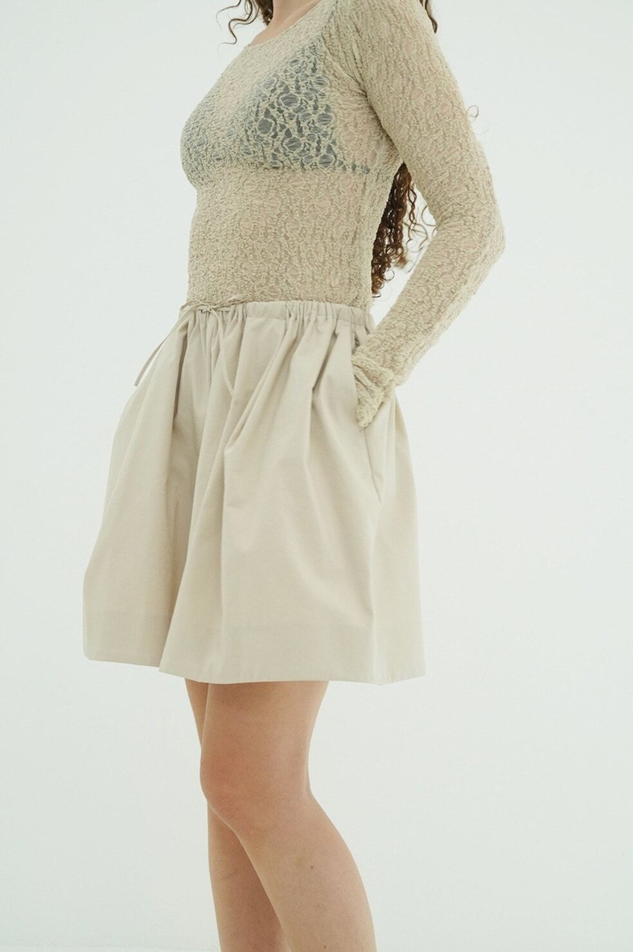 CLANE LOW WAIST DRAWSTRING HALF PANTS 3色展開