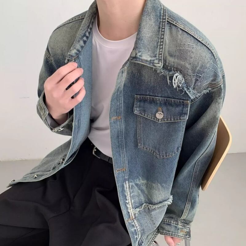 damage-processed denim jacket oversized mr0486