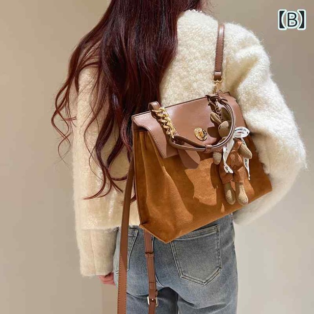 スエード リュック きれいめ 茶色 きれいめ カチッと ブラウン バックパック リュックサック 2way ハンド トート 異素材MIX 切り替え かぶせデザイン スクエア型 おしゃれ 個性的 取手 四角 大容量 通勤 ビジネスバッグ 通学 レザー 合皮