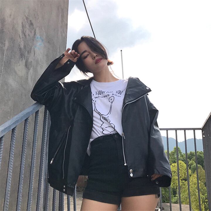 韓国 レザー 短いスタイル コート 薄手 ゆったりする 原宿BF風 ジャケット カジュアル タイド 秋冬