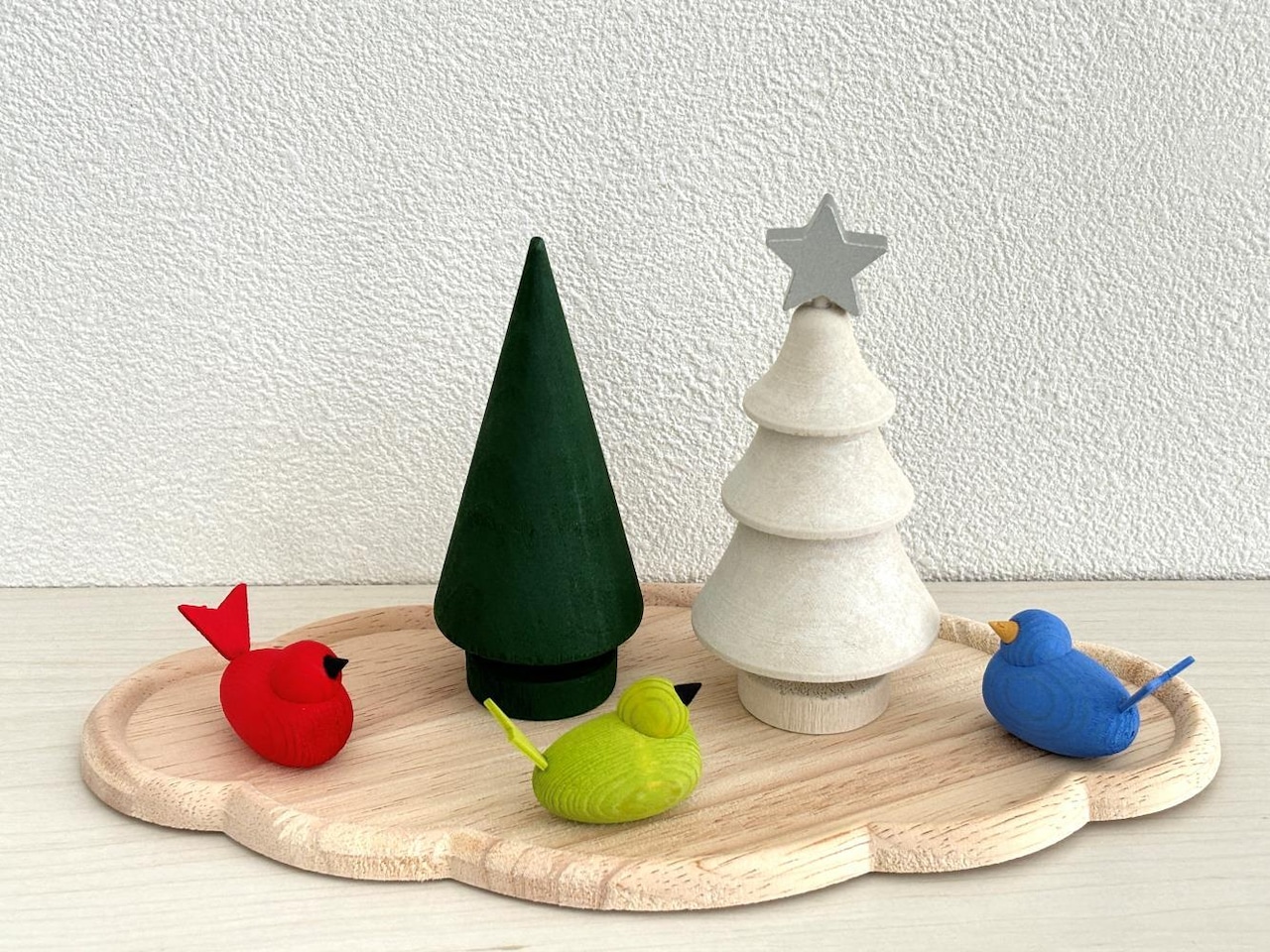 【LARSSONS TRA】ラッセントレー 木製置物 バード S ライムグリーン